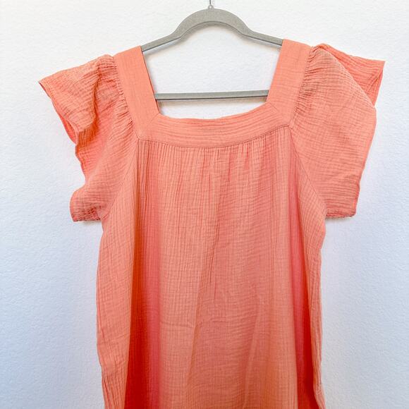 Rails Skylar Flutter Sleeve Midi Dress Size L Peach Gauze Cottage Prairie Summer - Picture 7 of 8